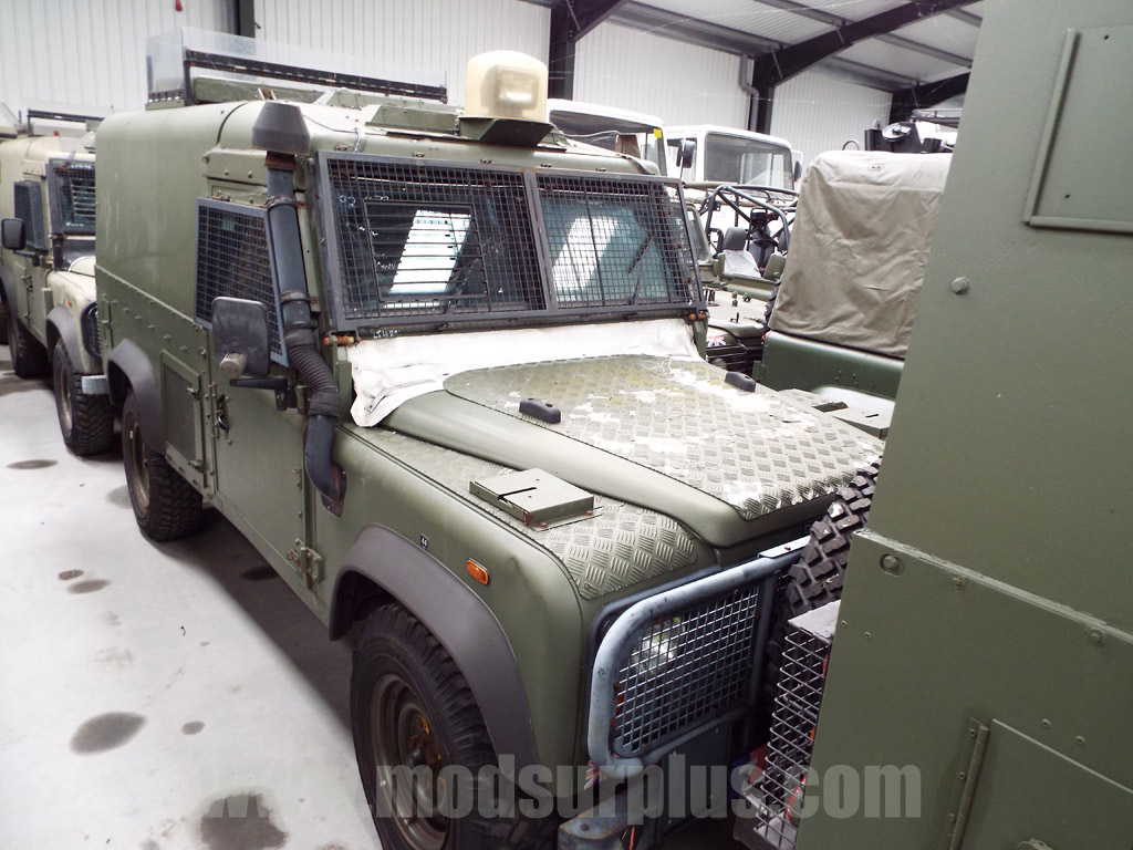 Land Rover Snatch 2A Armoured Defender 110 300TDi  - Govsales of mod surplus ex army trucks, ex army land rovers and other military vehicles for sale